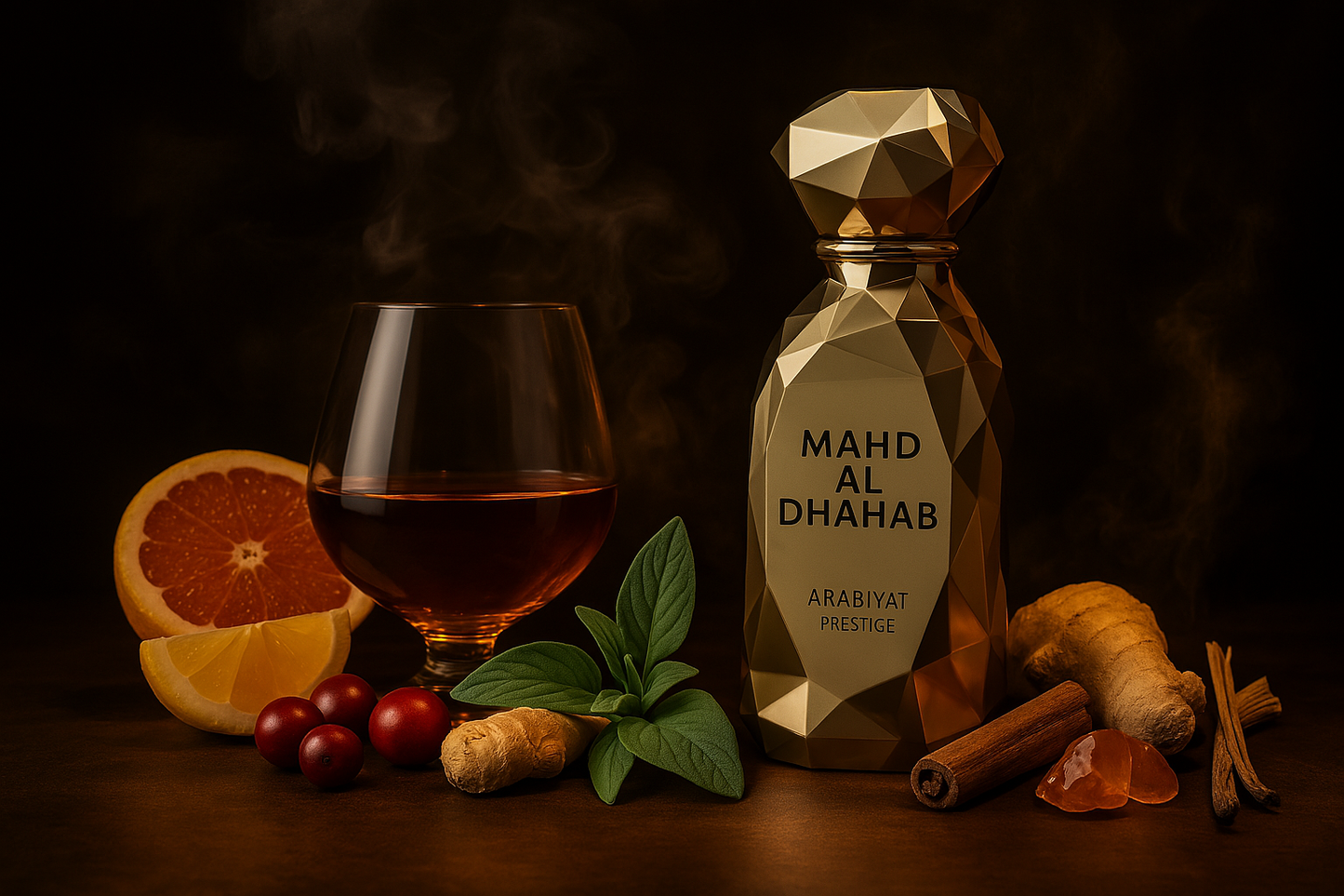 Mahad Al Dhahab Eau de Parfum - 100ML (3.4oz) | Unisex Perfume by Arabiyat Prestige | Cognac, Spice & Amber-Infused Scent | Long-Lasting Warm & Fruity Oriental Fragrance for Men & Women